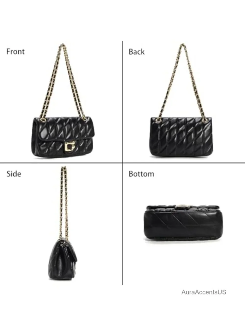 Quilted Vegan Leather Crossbody Satchel Purse for Women